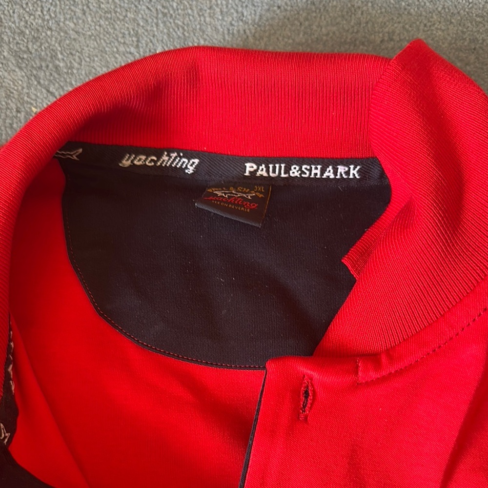 Paul & Shark Yachting long sleeve Red Polo Shirt Vibrant Style.. RARE 3 XL